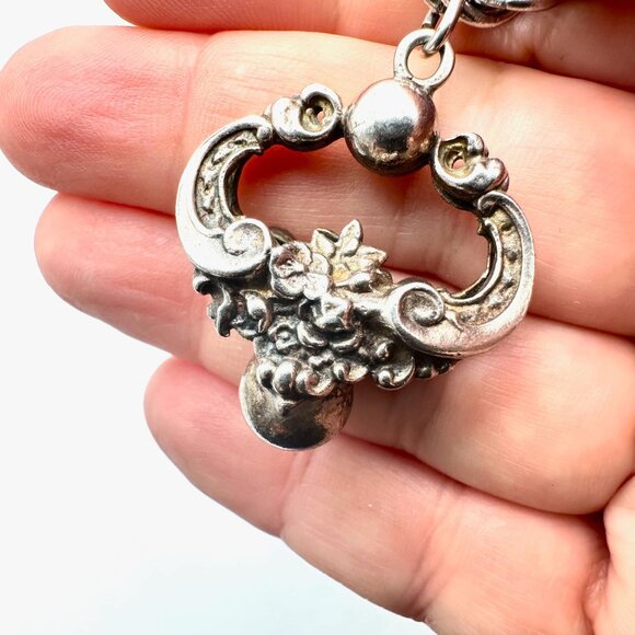 Antique Unsigned Peruzzi? Sterling Silver Charm Bracelet Unique Large Charms - Picture 8 of 10